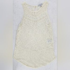 American Eagle Outfitters Cream All Over Lace Tank Top Women's Size Extra Small
